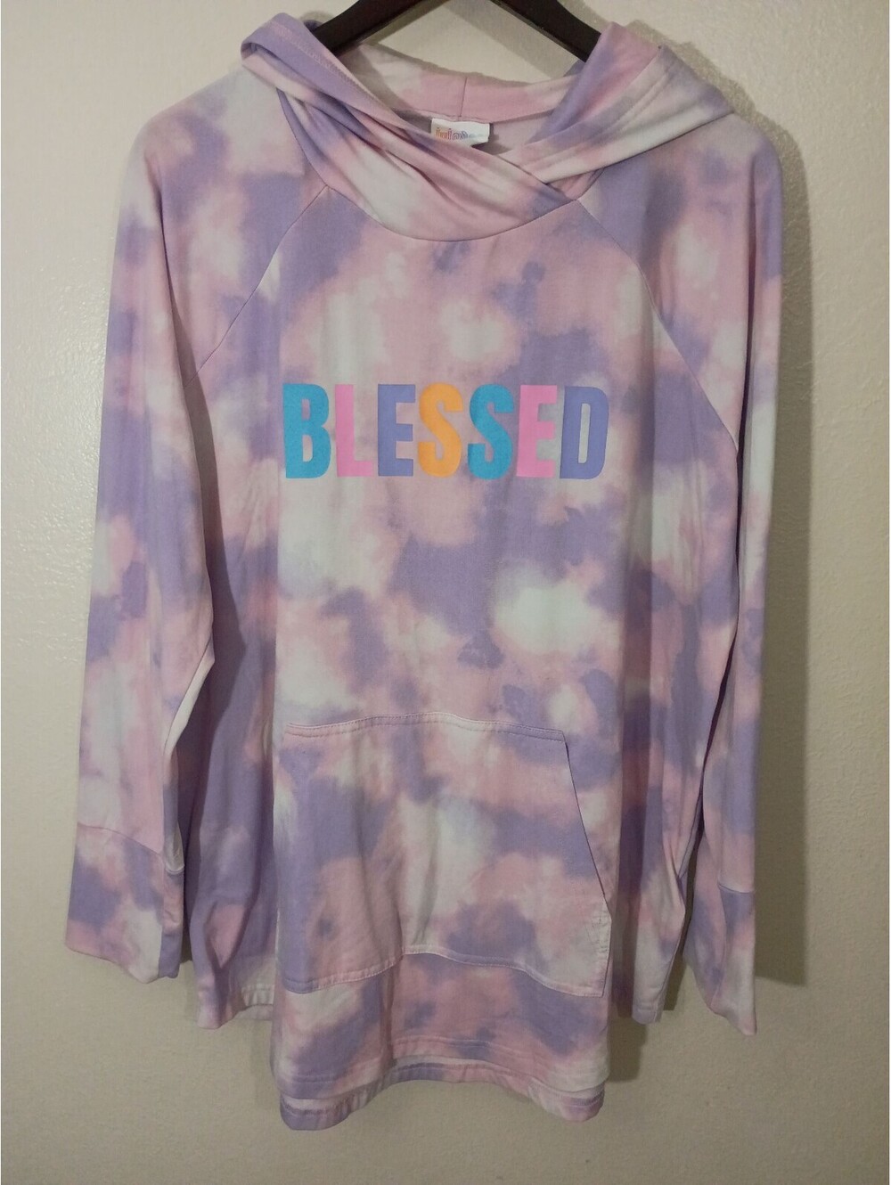 LuLaRoe XL Hoodie Pullover Tie-Dye Blessed Sweatshirt
